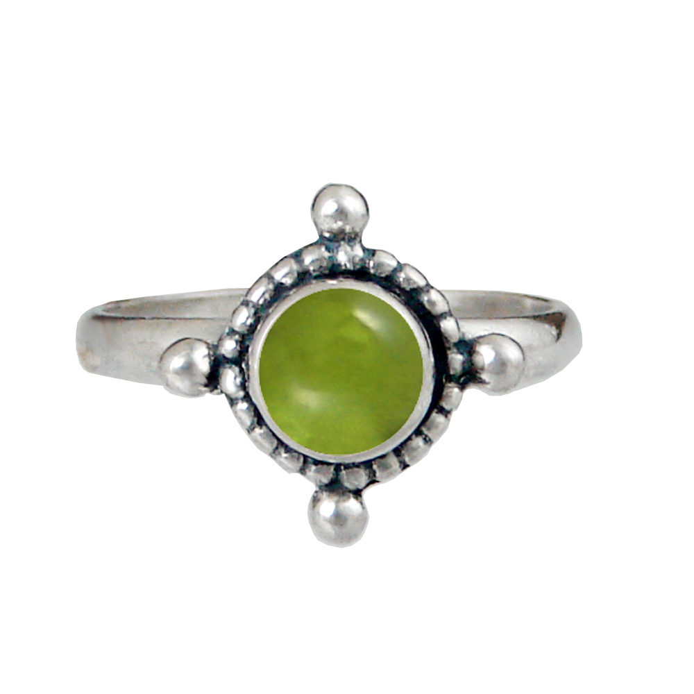 Sterling Silver Dainty Gemstone Ring With Peridot Size 10